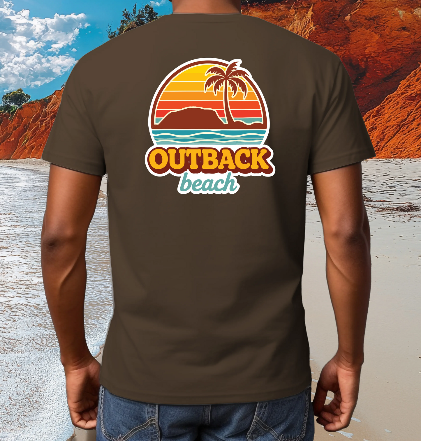 OUTBACK beach Premium Cotton T-Shirt 70's Logo Design