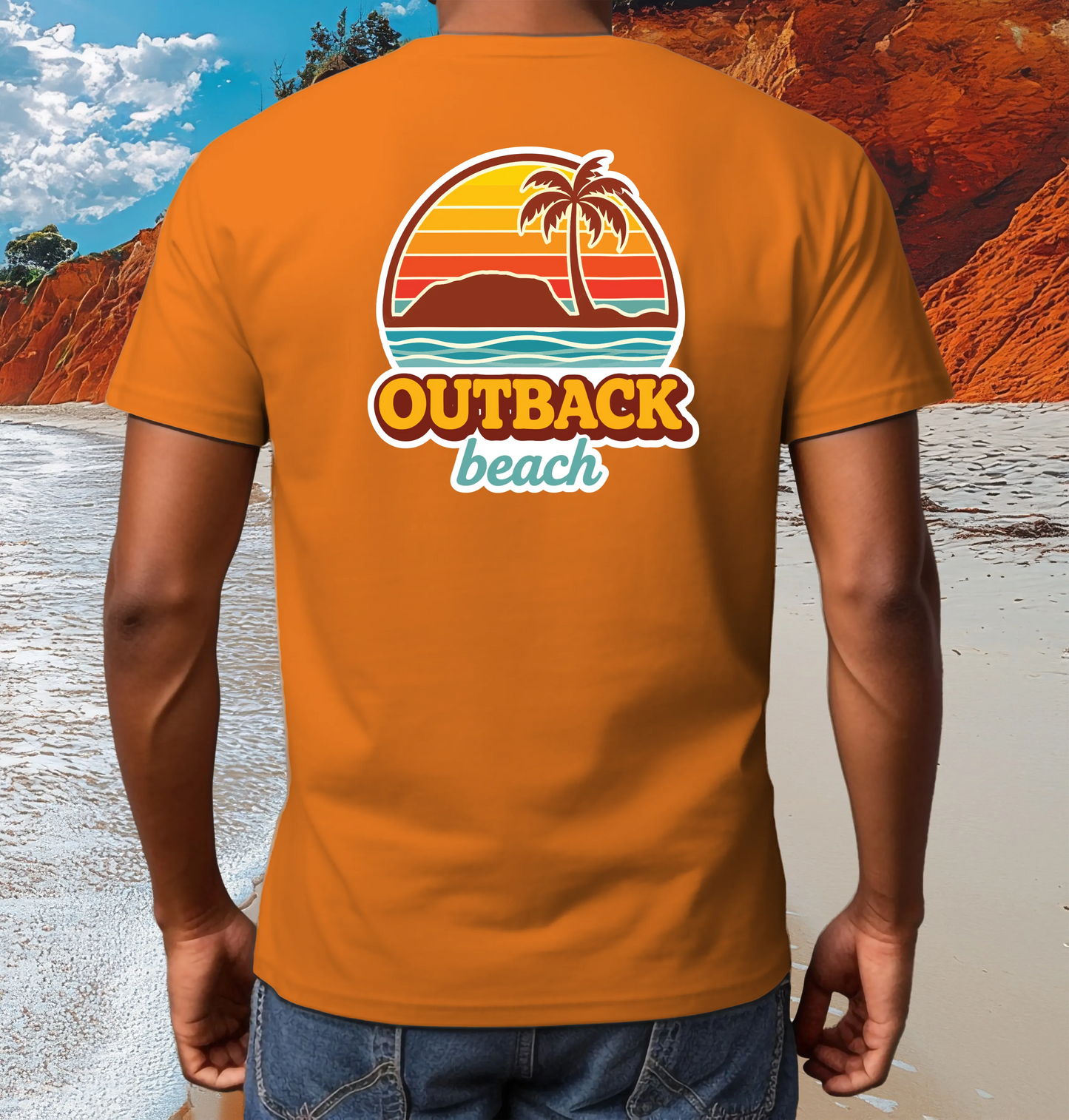 OUTBACK beach Premium Cotton T-Shirt 70's Logo Design