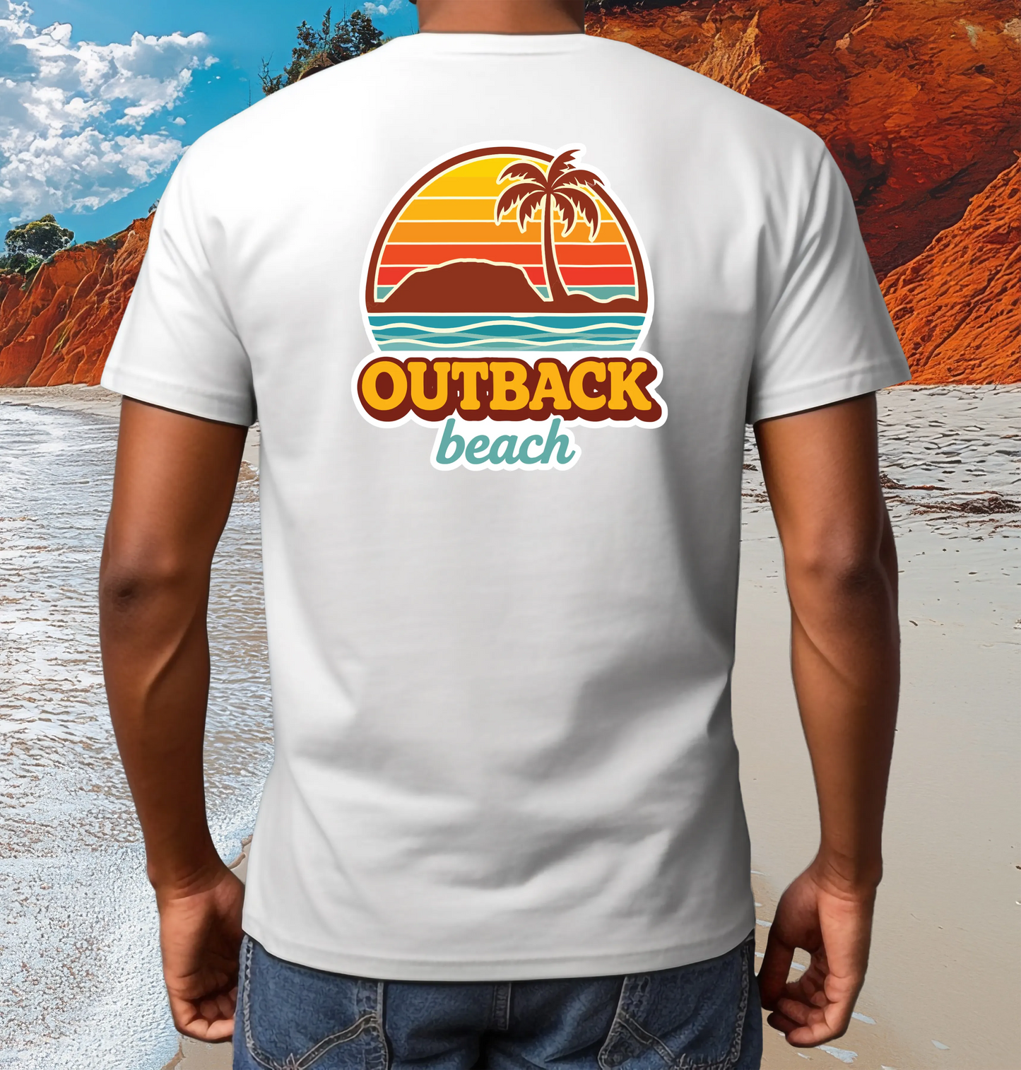 OUTBACK beach Premium Cotton T-Shirt 70's Logo Design